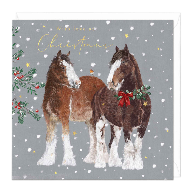 Christmas Card - X3224 - Heavy Horses Christmas Card - Heavy Horses Christmas Card - Whistlefish