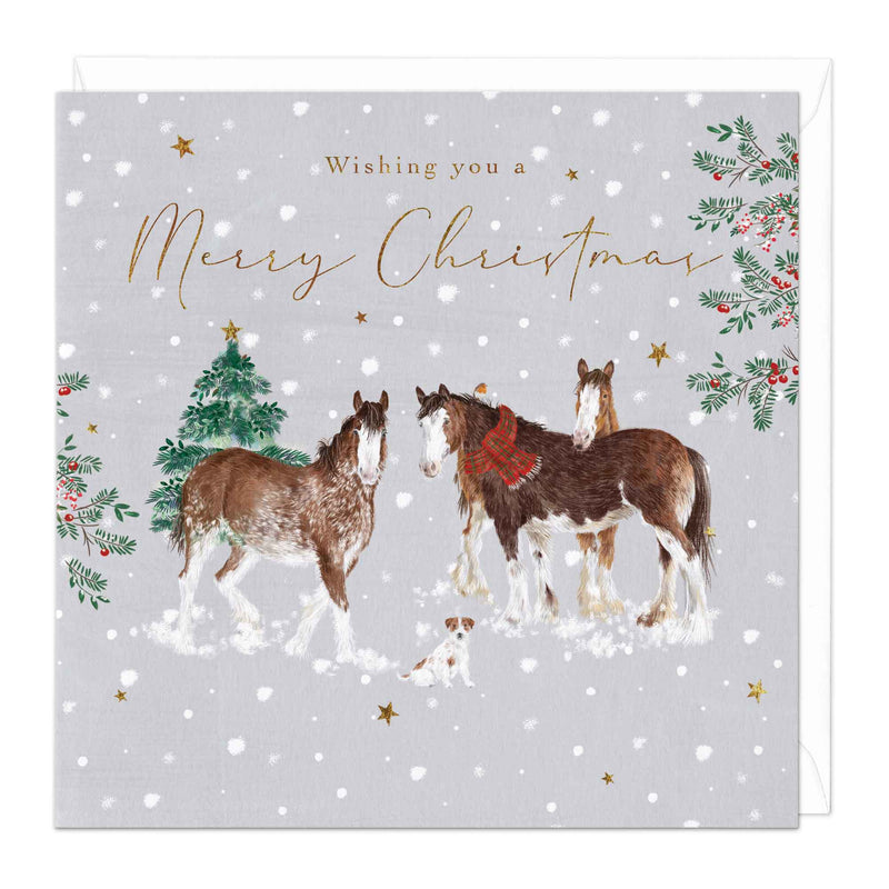 Christmas Card - X3227 - Clydesdale Three Horses Christmas Card - Clydesdale Three Horses Christmas Card - Whistlefish