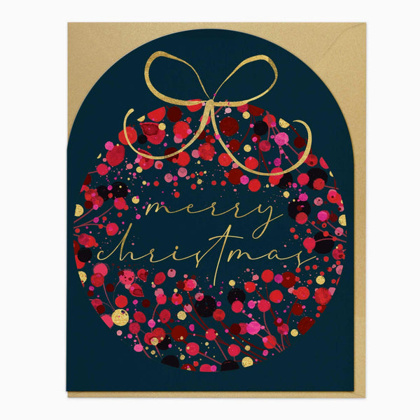 Christmas Card-XA006 - Bursting Berry Bauble Christmas Card-Whistlefish