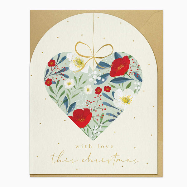 Christmas Card-XA009 - Berry & Robin Heart Christmas Card-Whistlefish