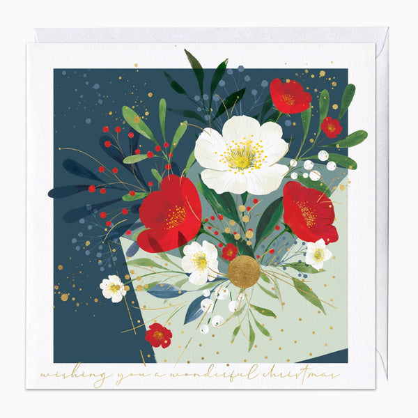 Christmas Card-XA010 - Berry & Rose Letter Christmas Card-Whistlefish