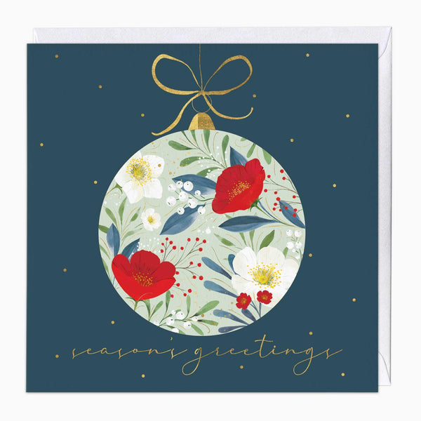 Christmas Card-XA012 - Berry & Rose Bauble Christmas Card-Whistlefish