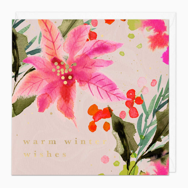 Christmas Card-XA016 - Poinsettia Christmas Card-Whistlefish