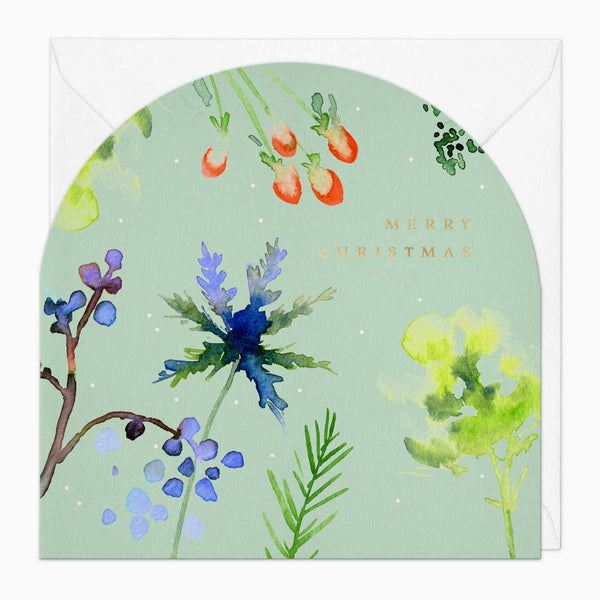 Christmas Card-XA021 - Watercolour Floral Christmas Card-Whistlefish