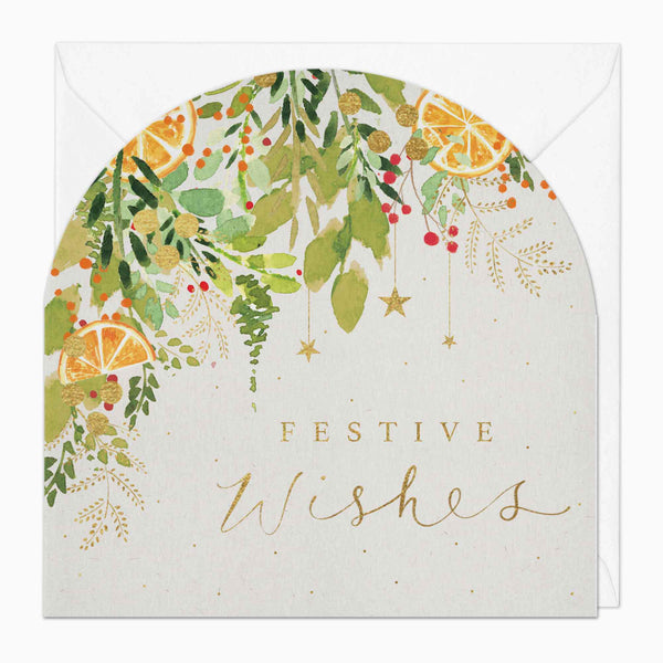 Christmas Card-XA039 - Watercolour Garland Christmas Card-Whistlefish