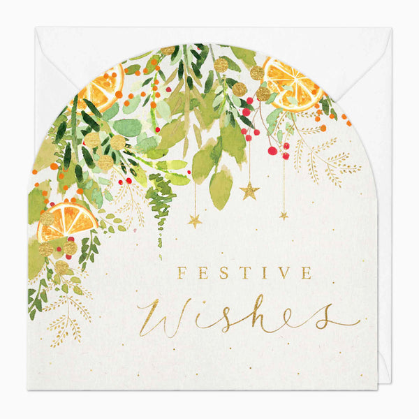Christmas Card-XA039 - Watercolour Garland Christmas Card-Whistlefish