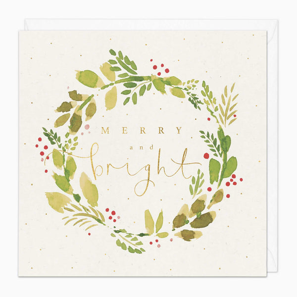 Christmas Card-XA040 - Watercolour Wreath Christmas Card-Whistlefish