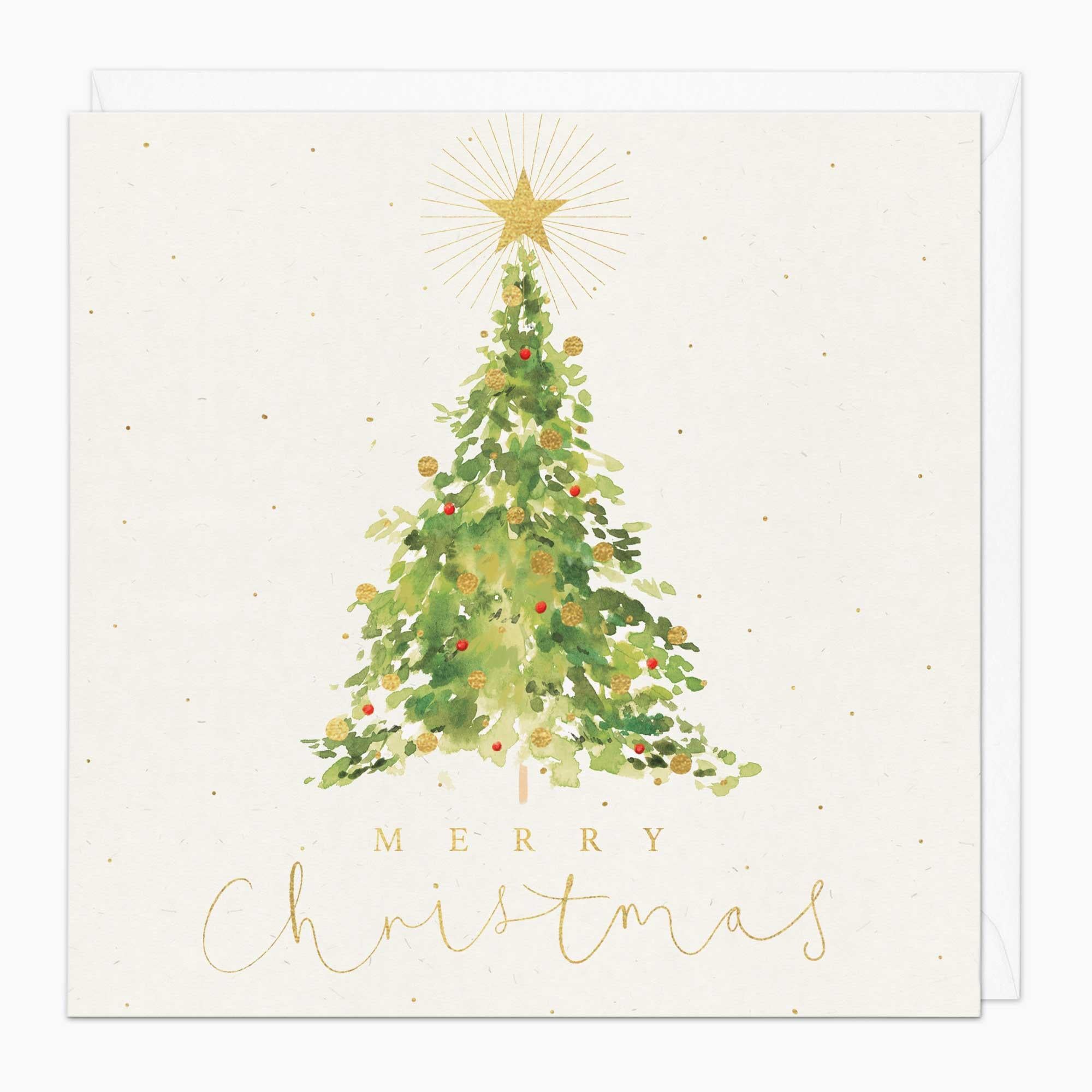 Christmas Card-XA041 - Watercolour Tree Christmas Card-Whistlefish