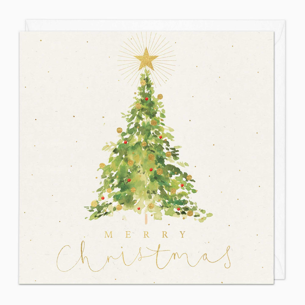 Christmas Card-XA041 - Watercolour Tree Christmas Card-Whistlefish