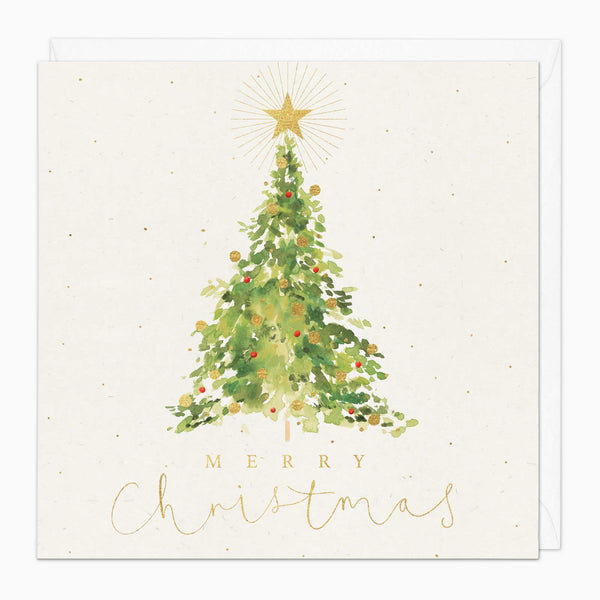 Christmas Card-XA041 - Watercolour Tree Christmas Card-Whistlefish