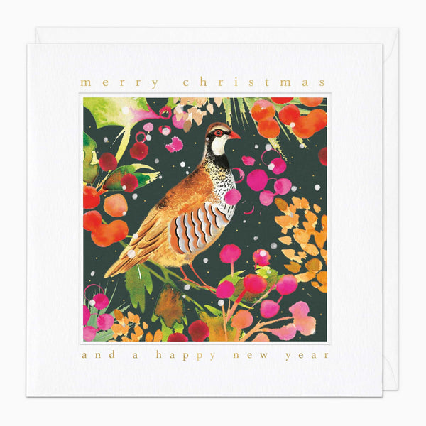 Christmas Card-XA043 - Watercolour Partridge Christmas Card-Whistlefish