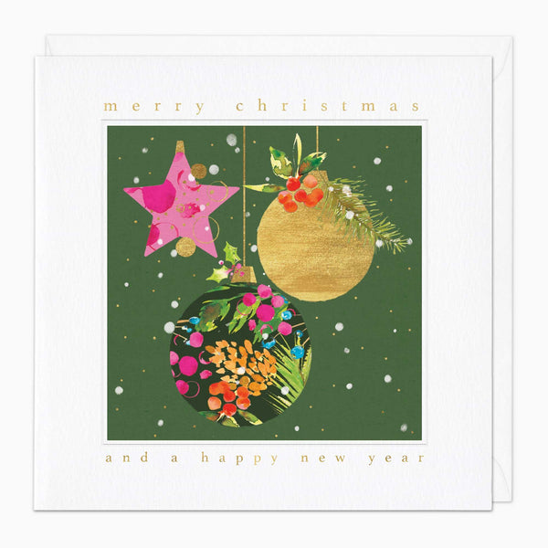 Christmas Card-XA044 - Watercolour Baubles Christmas Card-Whistlefish