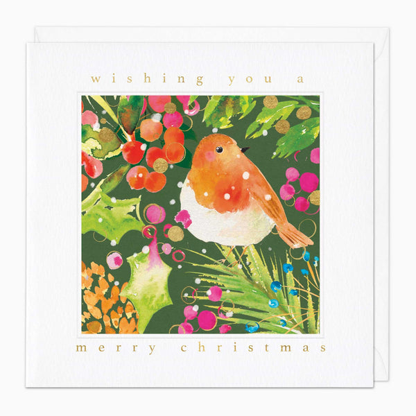 Christmas Card-XA045 - Watercolour Robin Christmas Card-Whistlefish