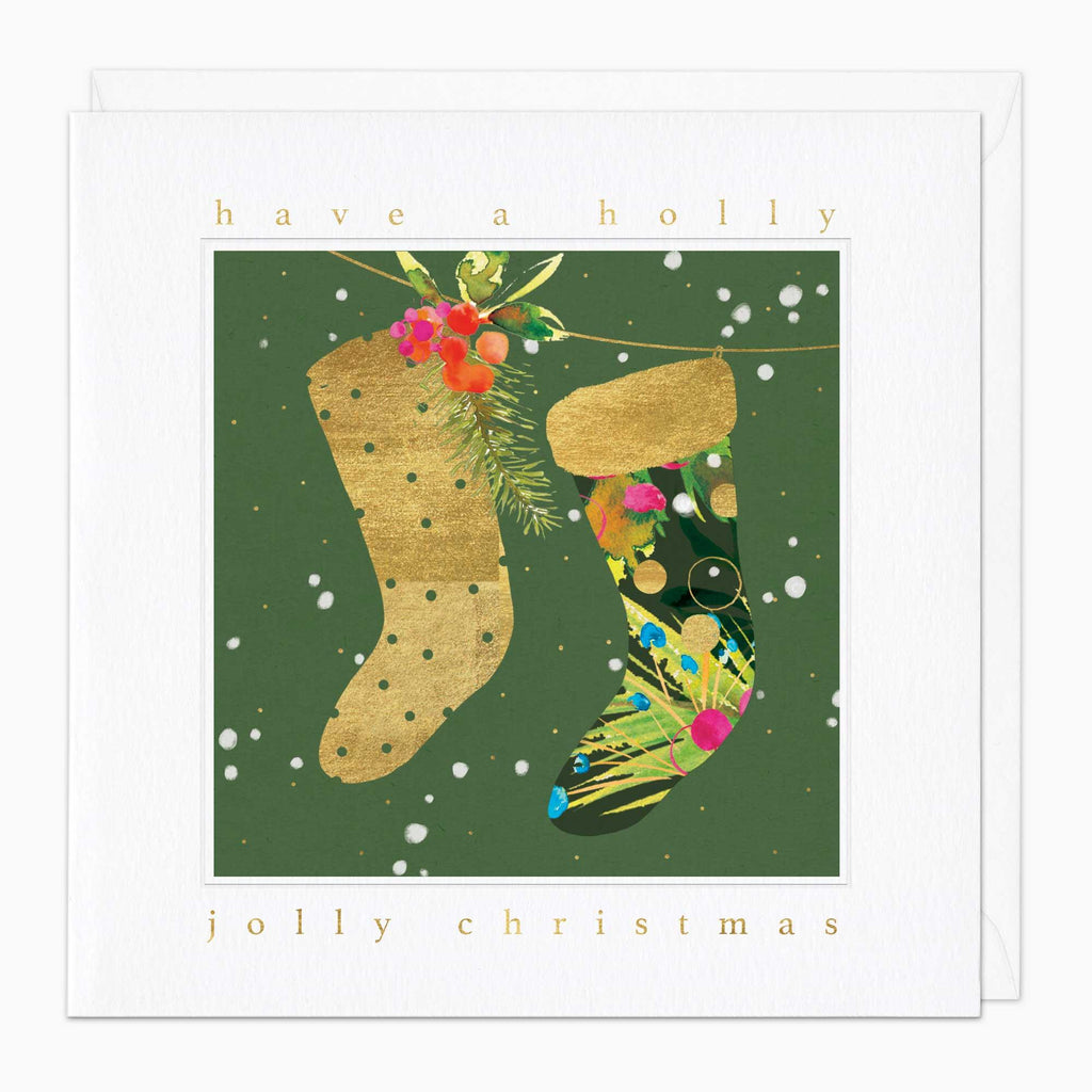 Christmas Card-XA048 - Watercolour Stockings Christmas Card-Whistlefish