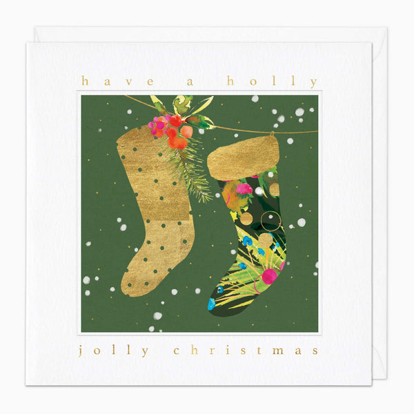 Christmas Card-XA048 - Watercolour Stockings Christmas Card-Whistlefish
