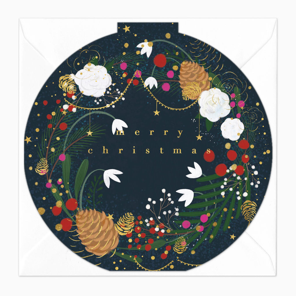 Christmas Card-XA052 - Snowdrop & Pinecones Christmas Card-Whistlefish