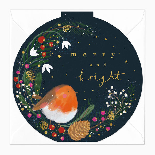 Christmas Card-XA054 - Robin & Pinecones Christmas Card-Whistlefish