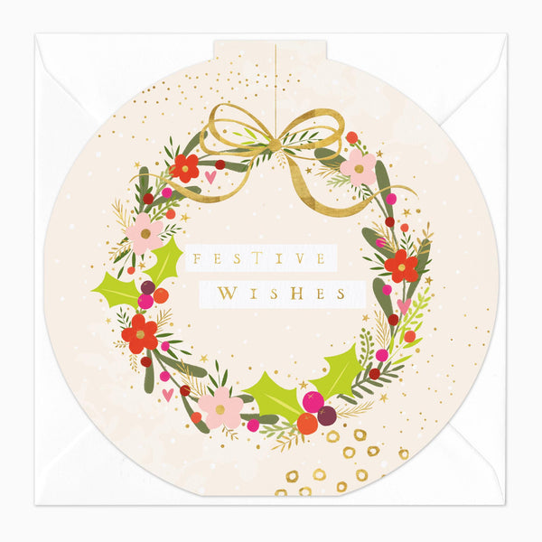 Christmas Card-XA060 - Modern Wreath Christmas Card-Whistlefish