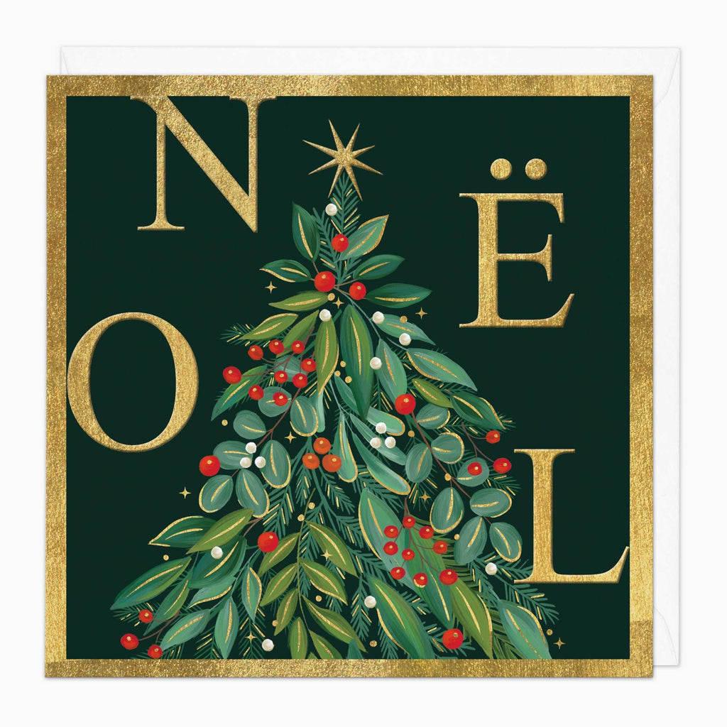 Christmas Card-XA067 - Green & Gold Noel Christmas Card-Whistlefish