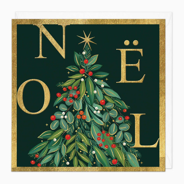 Christmas Card-XA067 - Green & Gold Noel Christmas Card-Whistlefish