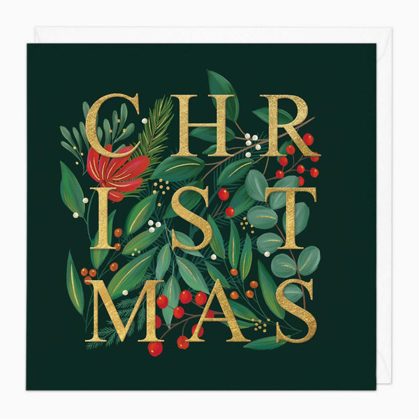 Christmas Card-XA070 - Green & Gold Christmas Card-Whistlefish