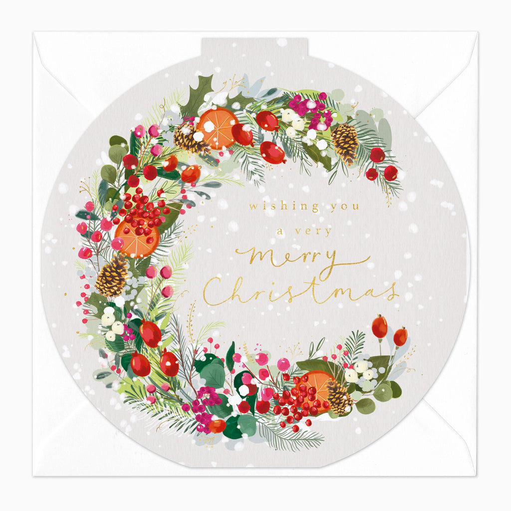 Christmas Card-XA078 - Vibrant Wreath Christmas Card-Whistlefish
