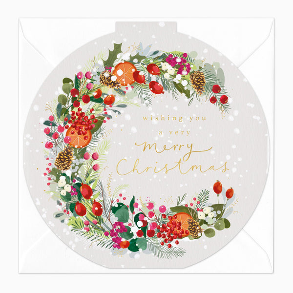 Christmas Card-XA078 - Vibrant Wreath Christmas Card-Whistlefish