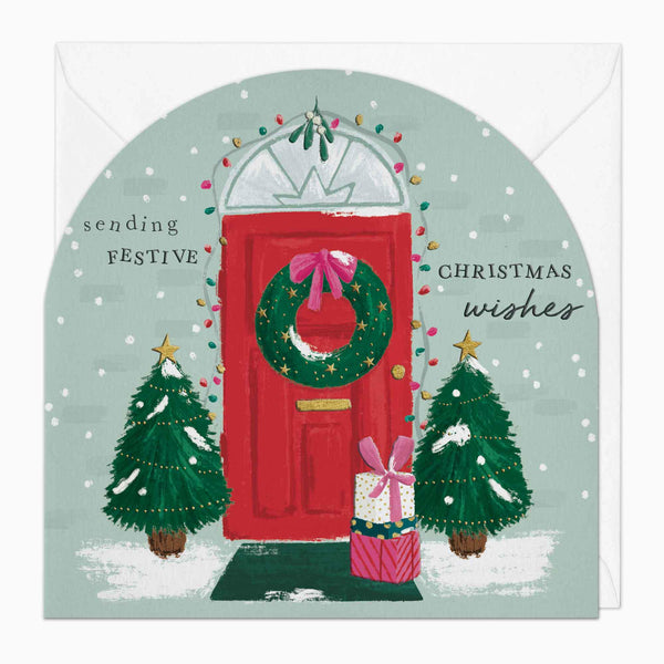 Christmas Card-XA079 - Festive Doorway Christmas Card-Whistlefish