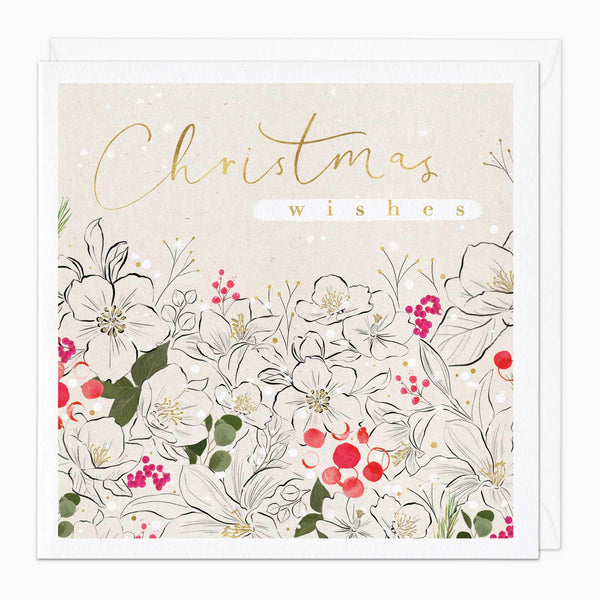 Christmas Card-XA090 - Snowy Floral Field Christmas Card-Whistlefish
