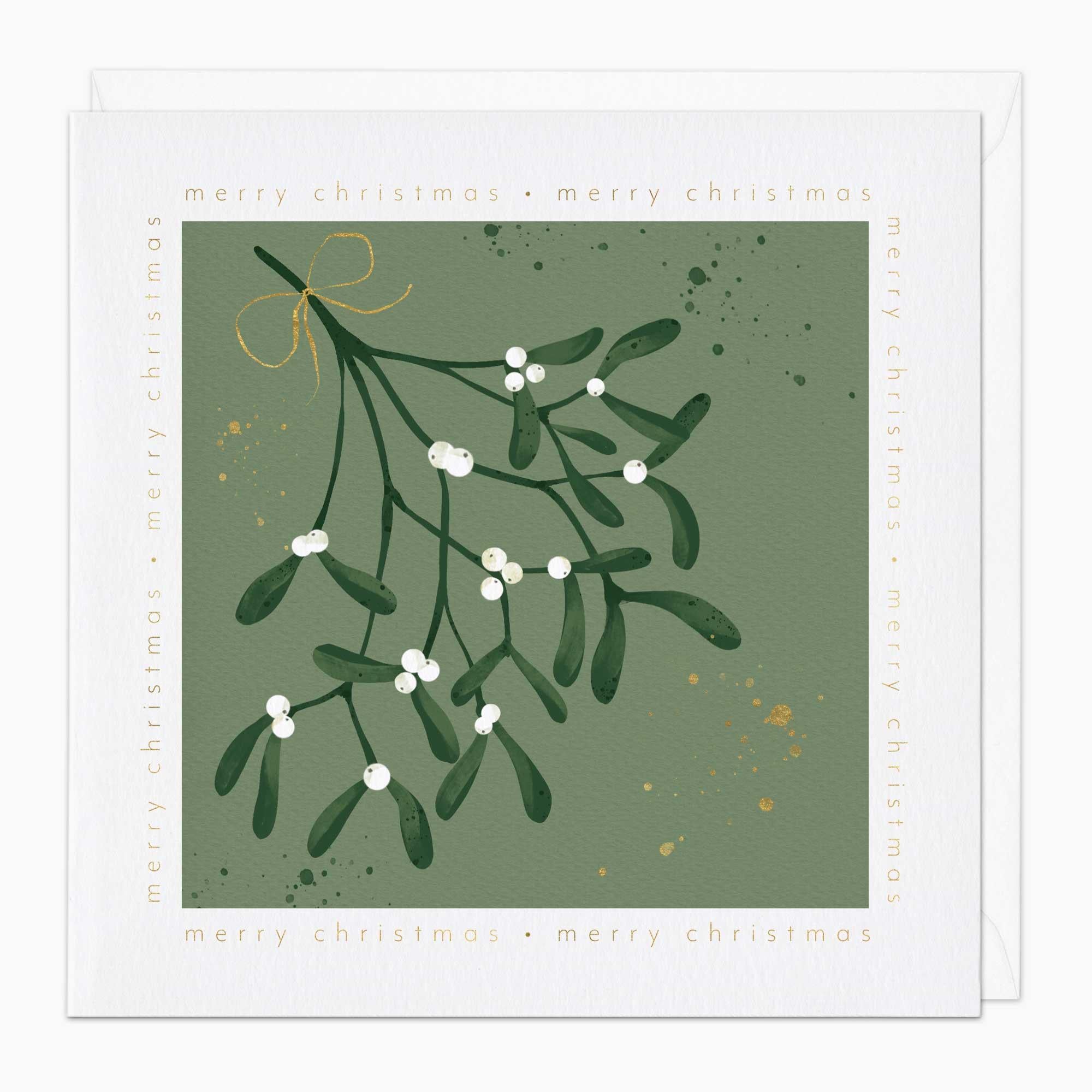 Christmas Card-XA091 - Simplistic Mistletoe Christmas Card-Whistlefish