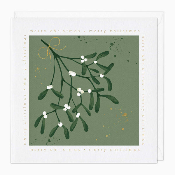 Christmas Card-XA091 - Simplistic Mistletoe Christmas Card-Whistlefish