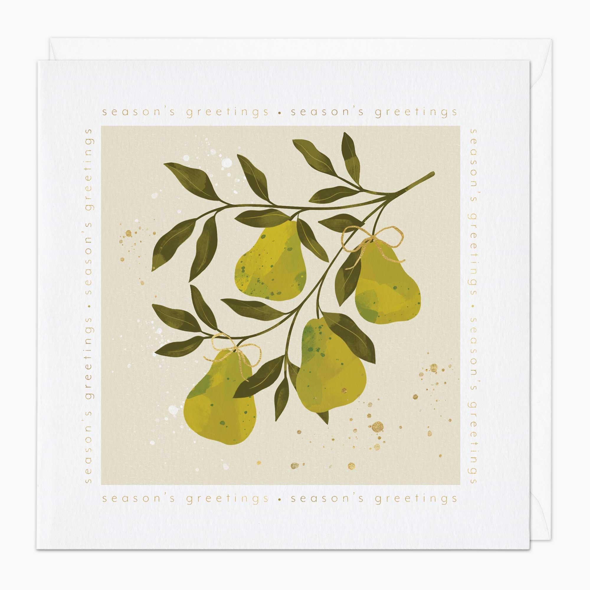 Christmas Card-XA095 - Simplistic Pears Christmas Card-Whistlefish