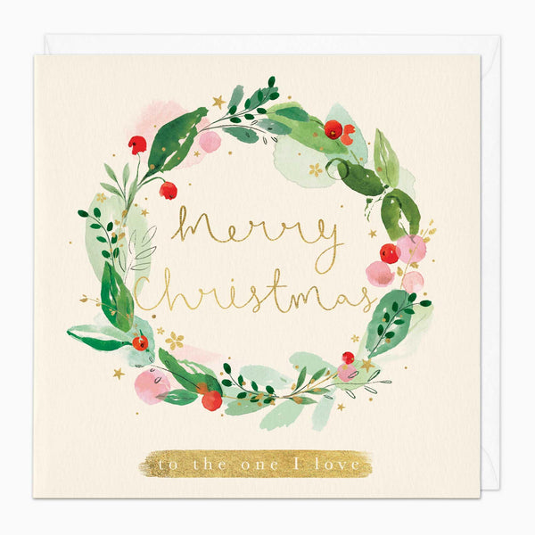 Christmas Card-XA101 - Pretty Foliage Wreath Christmas Card-Whistlefish