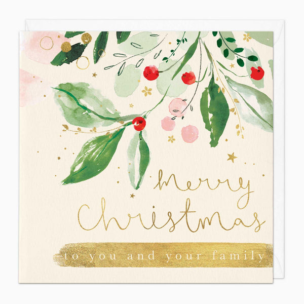 Christmas Card-XA102 - Pretty Foliage Garland Christmas Card-Whistlefish