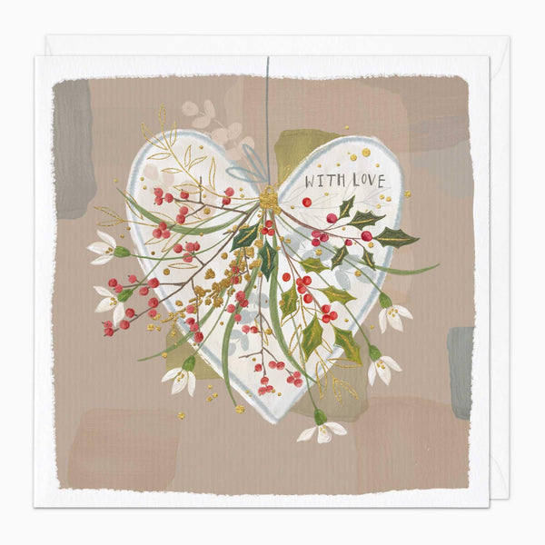 Christmas Card-XA111 - With Love Snowdrop Heart Christmas Card-Whistlefish
