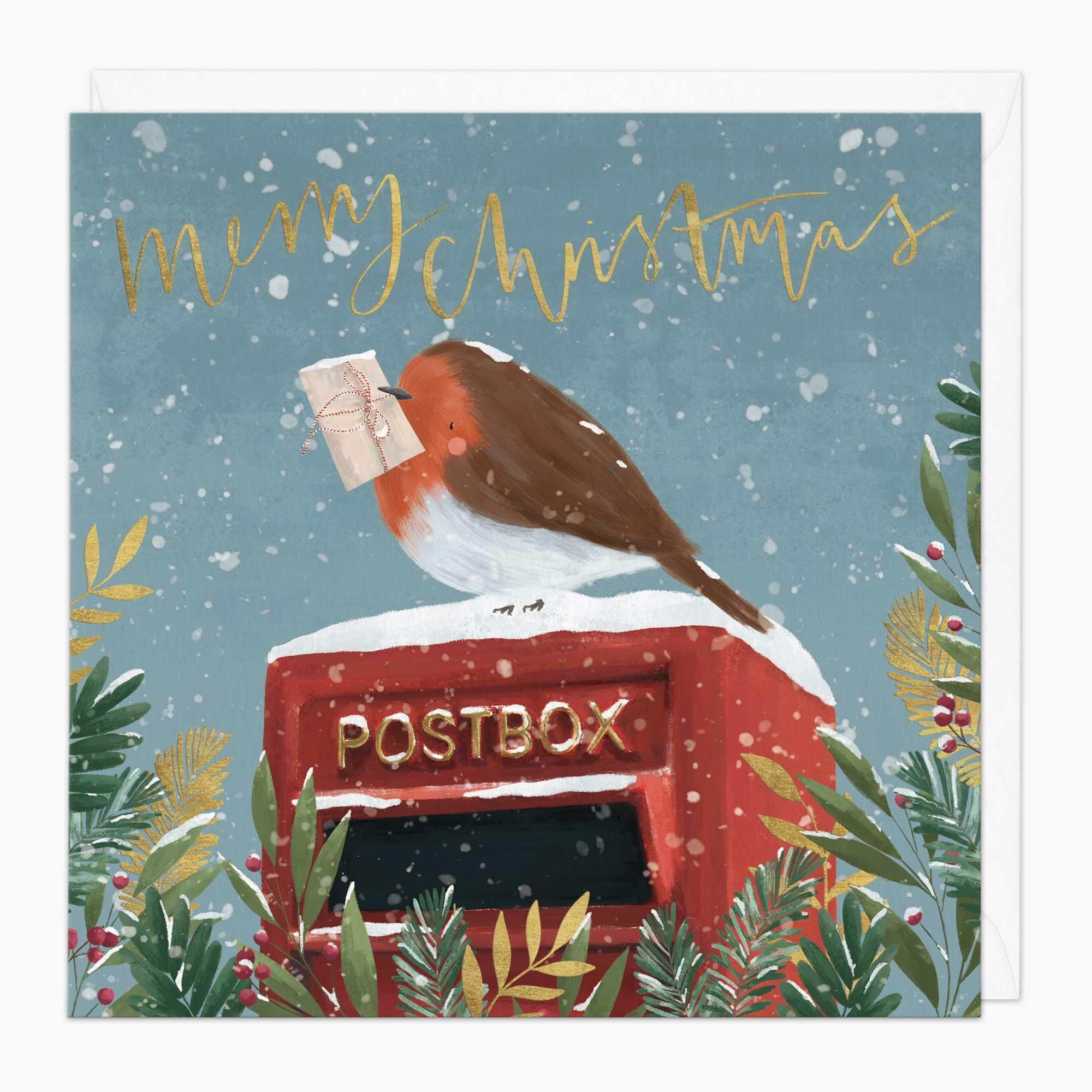 Christmas Card-XA115 - Postbox Robin Christmas Card-Whistlefish