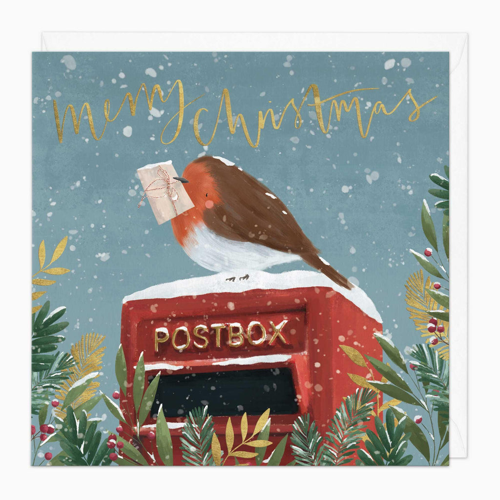 Christmas Card-XA115 - Postbox Robin Christmas Card-Whistlefish