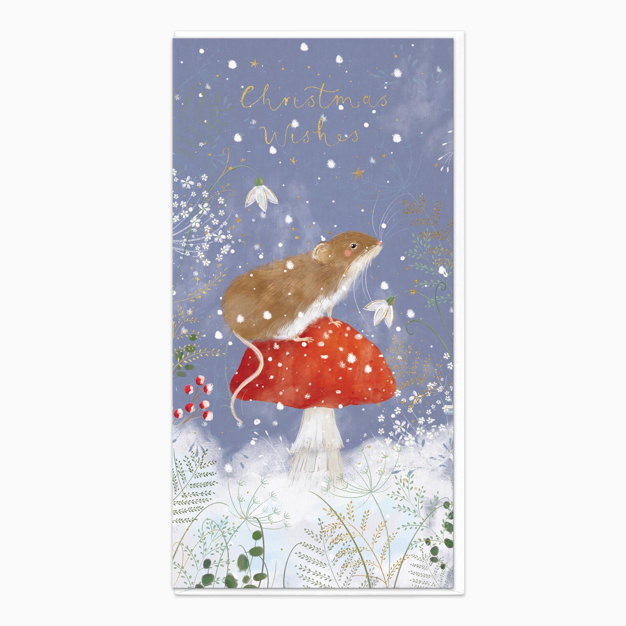 Christmas Card-XA126 - Field Mouse On A Mushroom Christmas Card-Whistlefish