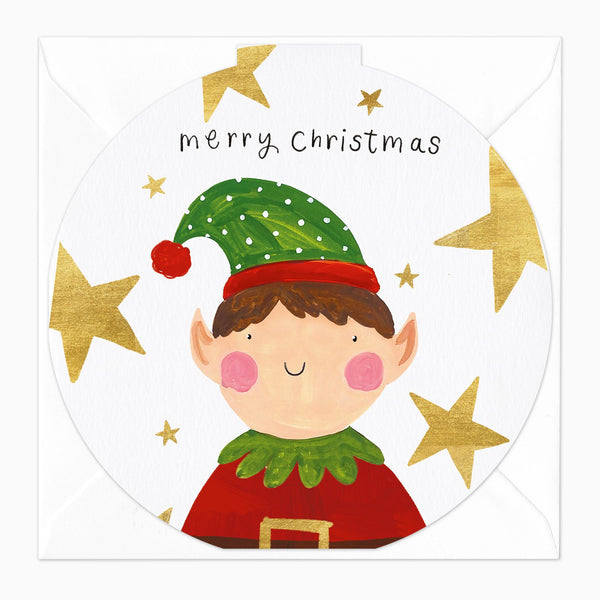 Christmas Card-XA147 - Green Elf Christmas Card-Whistlefish