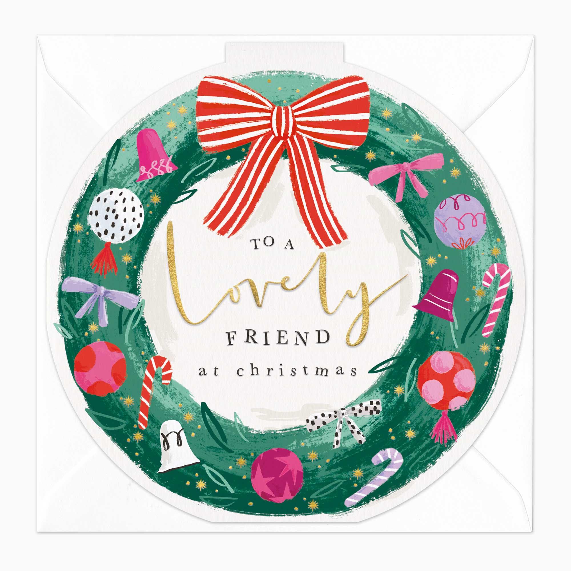 Christmas Card-XA148 - Wreath Round Christmas Card-Whistlefish