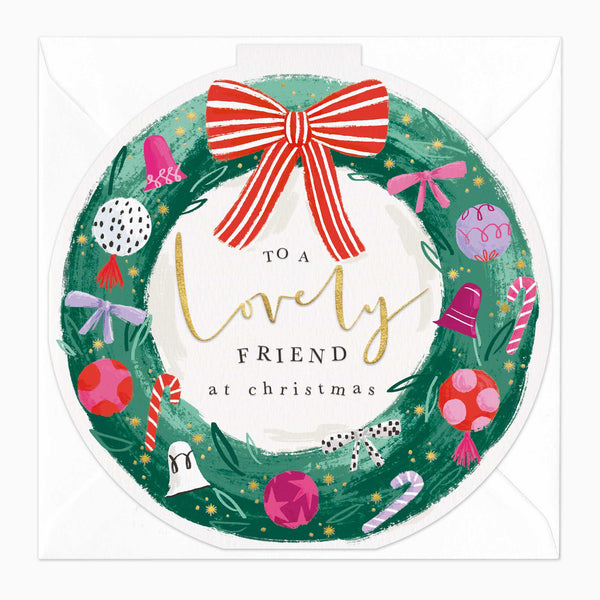 Christmas Card-XA148 - Wreath Round Christmas Card-Whistlefish