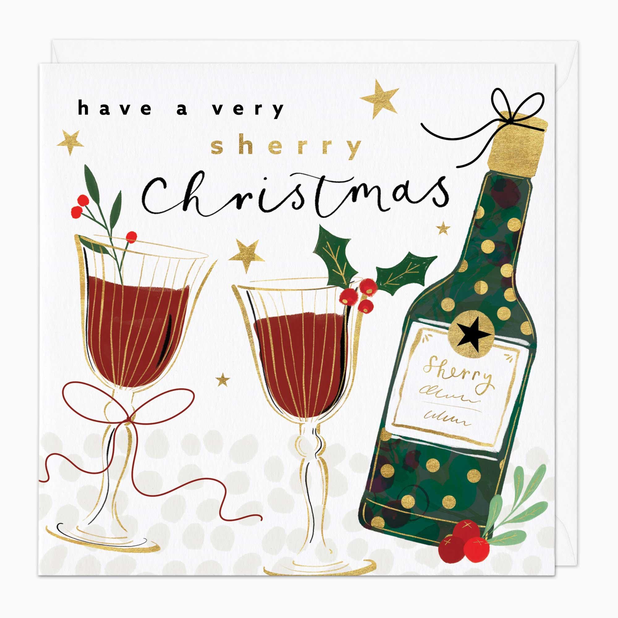 Christmas Card-XA153 - Festive Sherry Christmas Card-Whistlefish