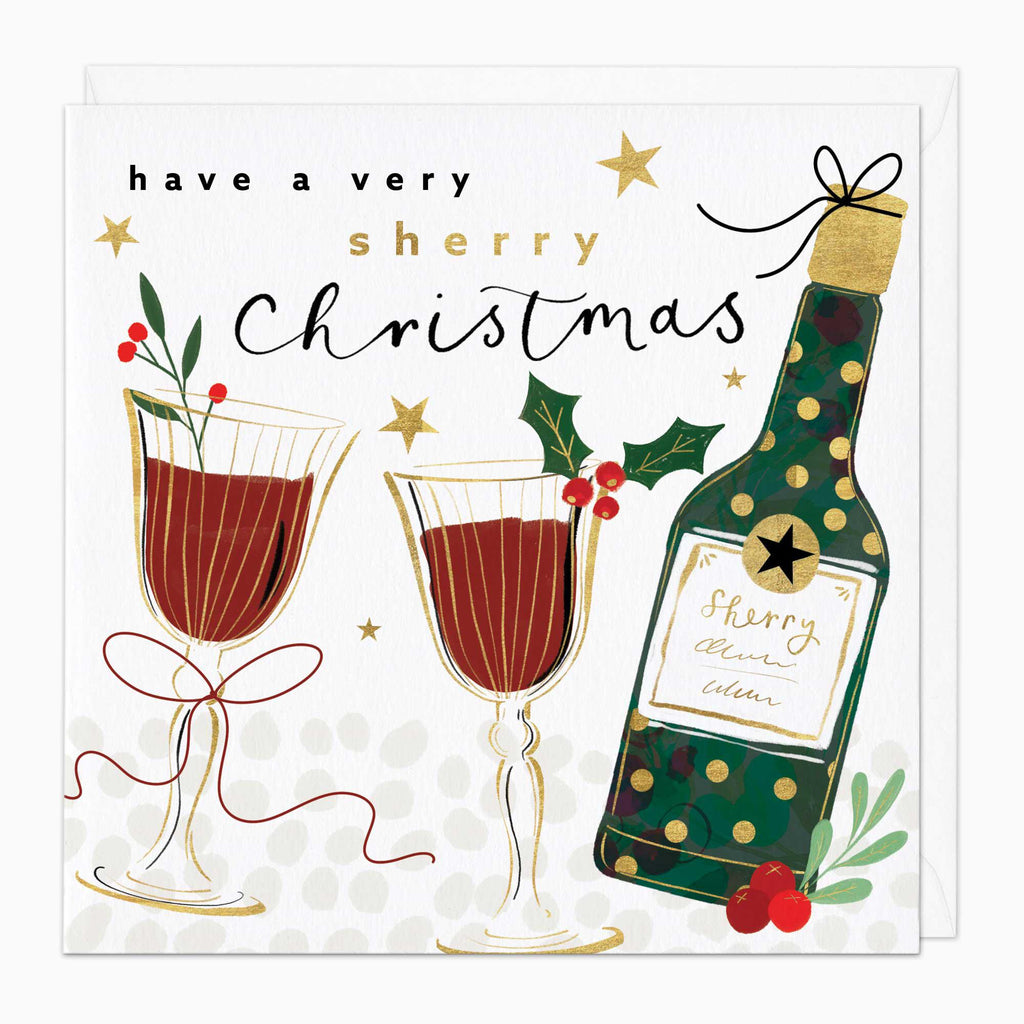 Christmas Card-XA153 - Festive Sherry Christmas Card-Whistlefish