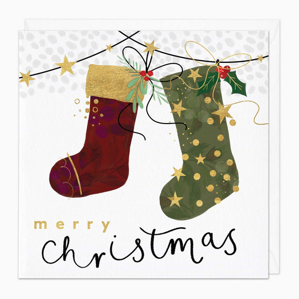 Christmas Card-XA156 - Festive Stockings Christmas Card-Whistlefish