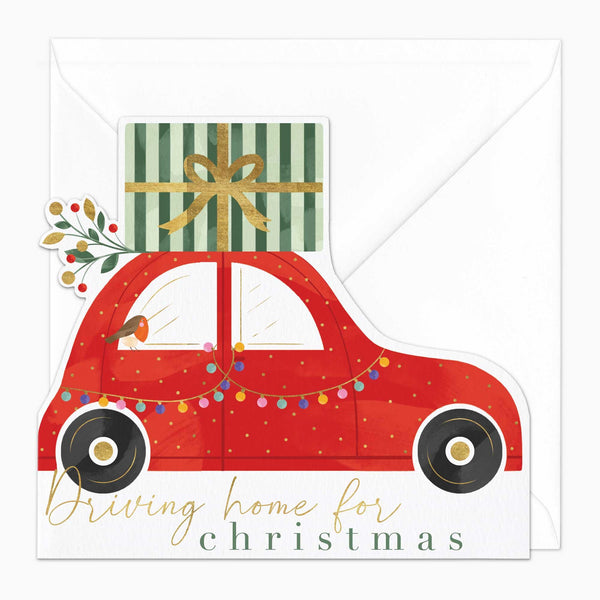 Christmas Card-XA157 - Cut Out Car Christmas Card-Whistlefish
