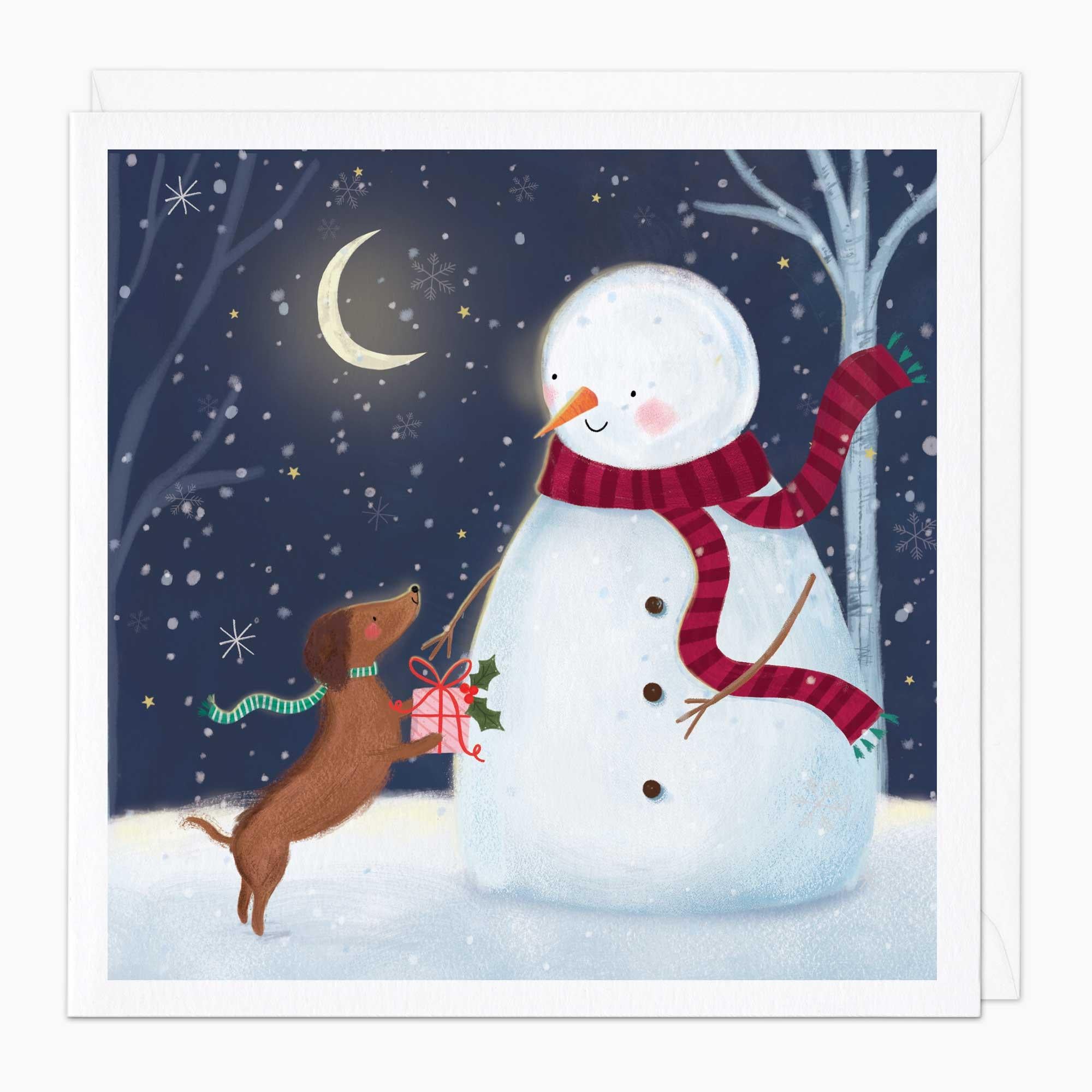 Christmas Card-XA171 - Snowman & Sausage Christmas Card-Whistlefish
