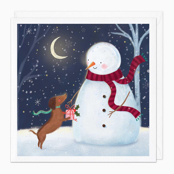 Christmas Card-XA171 - Snowman & Sausage Christmas Card-Whistlefish