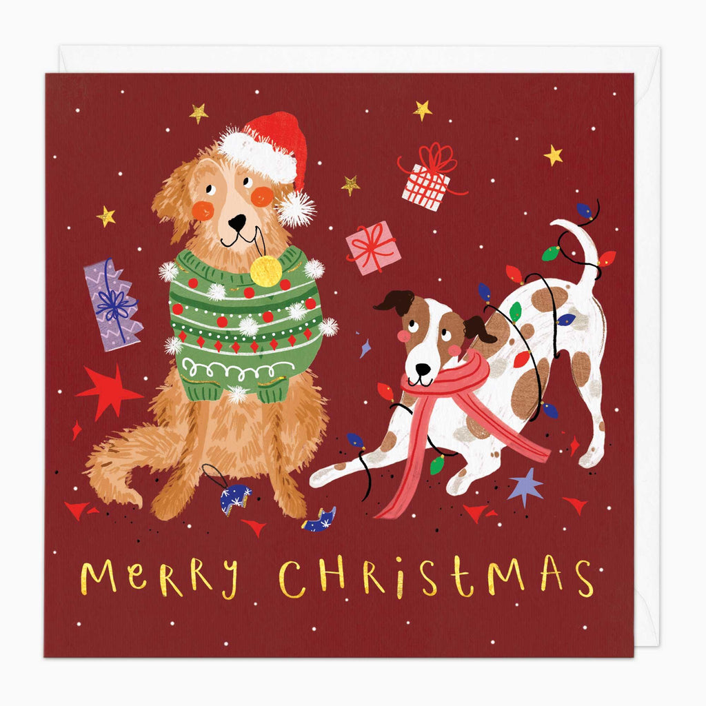 Christmas Card-XA177 - Playful Pups Christmas Card-Whistlefish