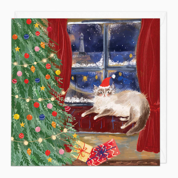 Christmas Card-XA178 - Happy Cat Christmas Card-Whistlefish