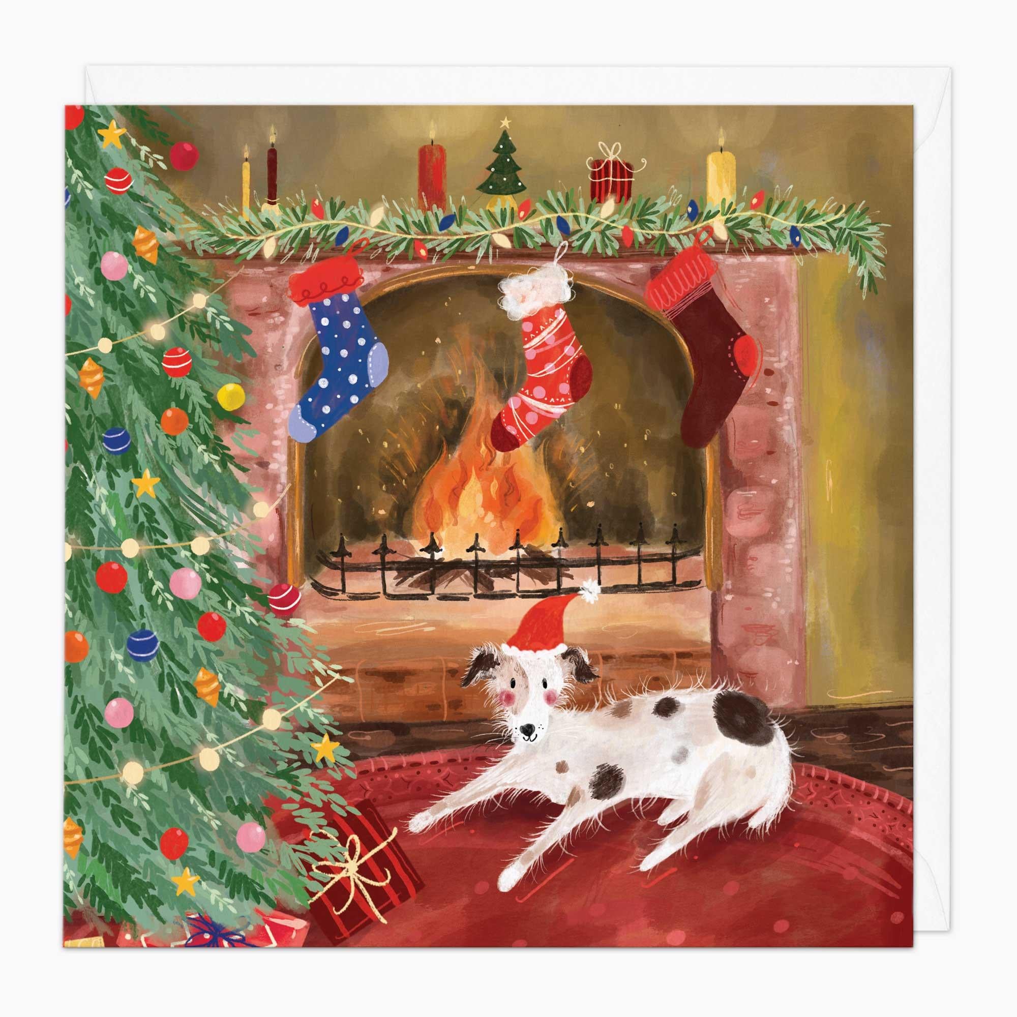 Christmas Card-XA180 - Spot By The Fire Christmas Card-Whistlefish